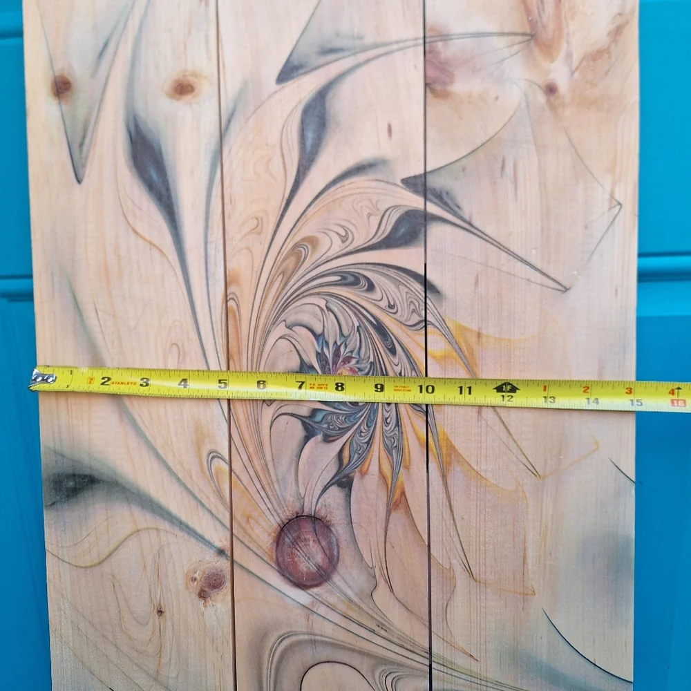 Wooden Wall Hanging Art Natural Pine Spiral Swirl Laser Print Geometric 15x20 - Picture 6 of 15